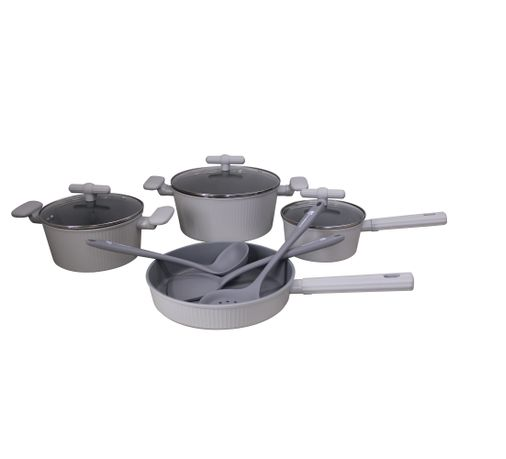 LMA 10 Piece Carved Aluminium Non-Stick Cookware Set