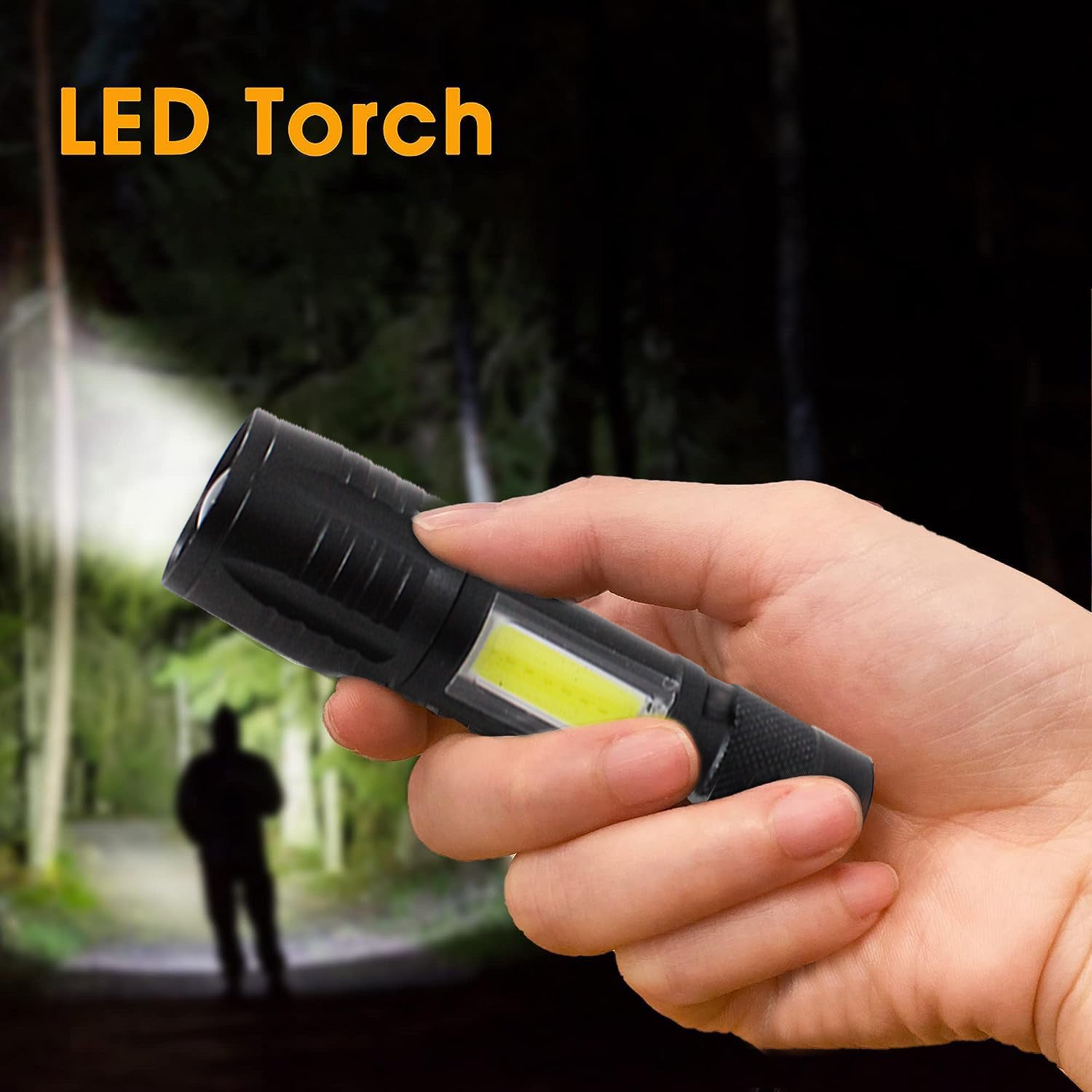 USB Charge 13cm Mini USB LED COB Pocket Flashlight & Side Lantern