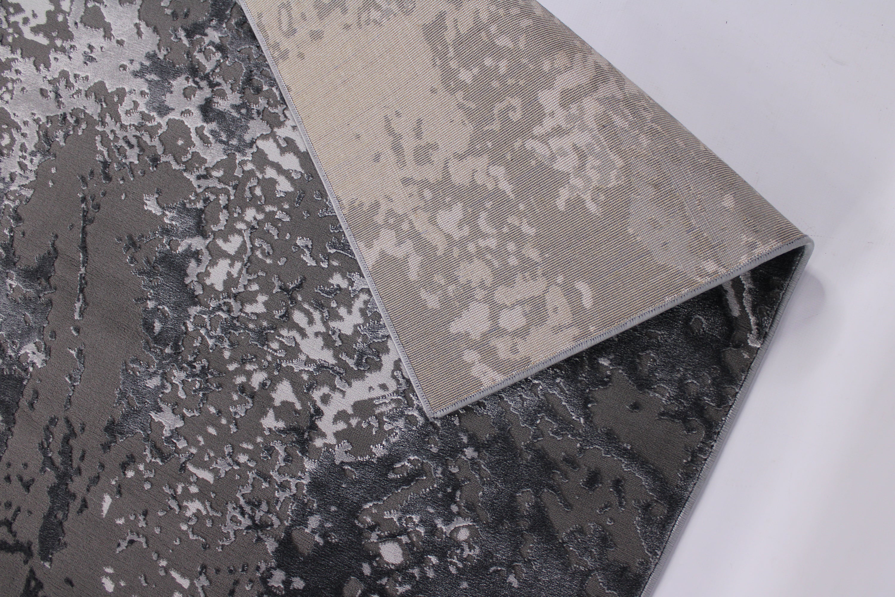 230x160 Babil Turkish Rug with Textured Shimmering Yarn - Grey / L .Grey 5769C