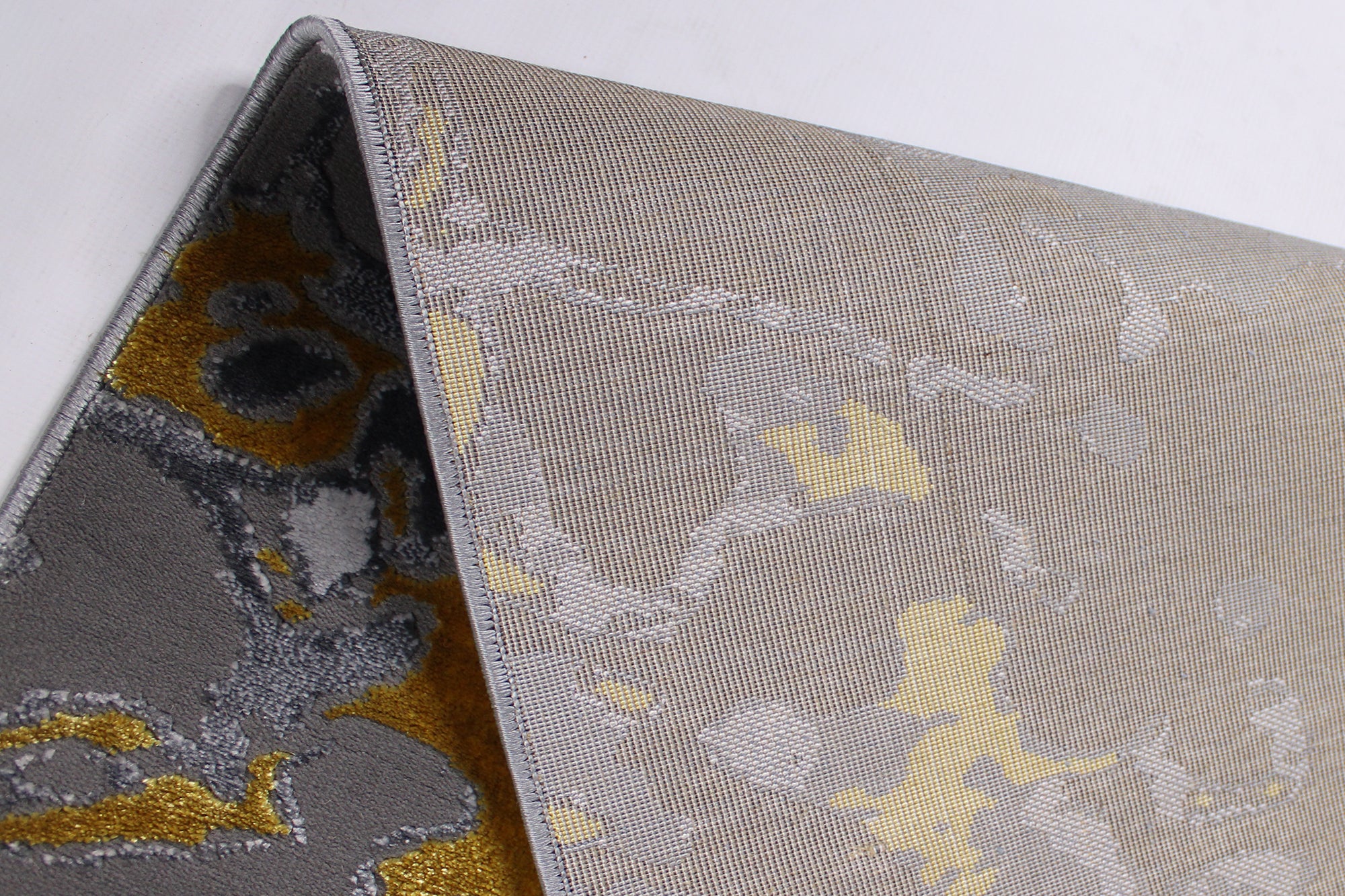 230x160 Babil Textured Turkish Rug with Shimmering Yarn - Grey/Yellow 5786C