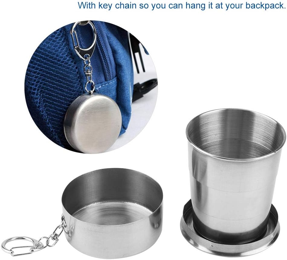 LMA 80ml Set of 2 Stainless Steel Telescopic Folding Cup & Lid - FX-8886