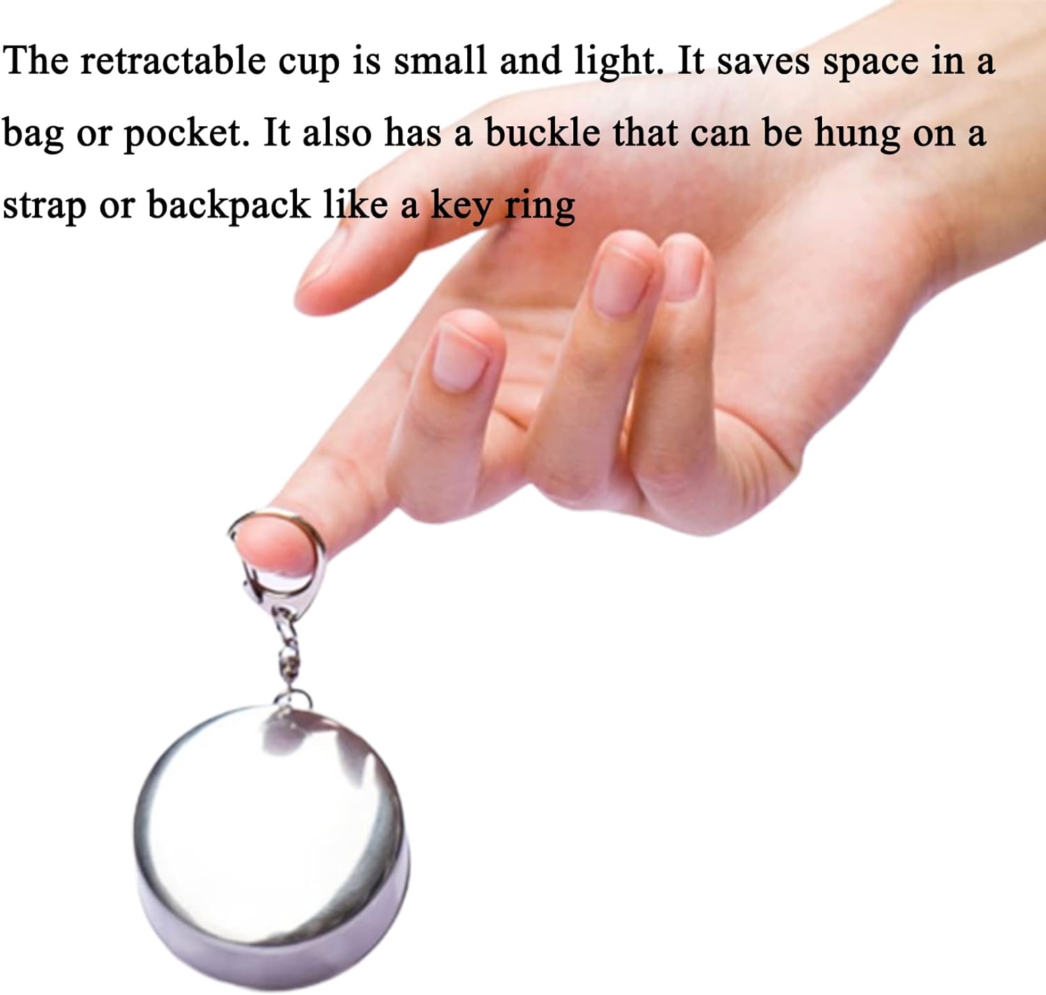 LMA 80ml Set of 2 Stainless Steel Telescopic Folding Cup & Lid - FX-8886