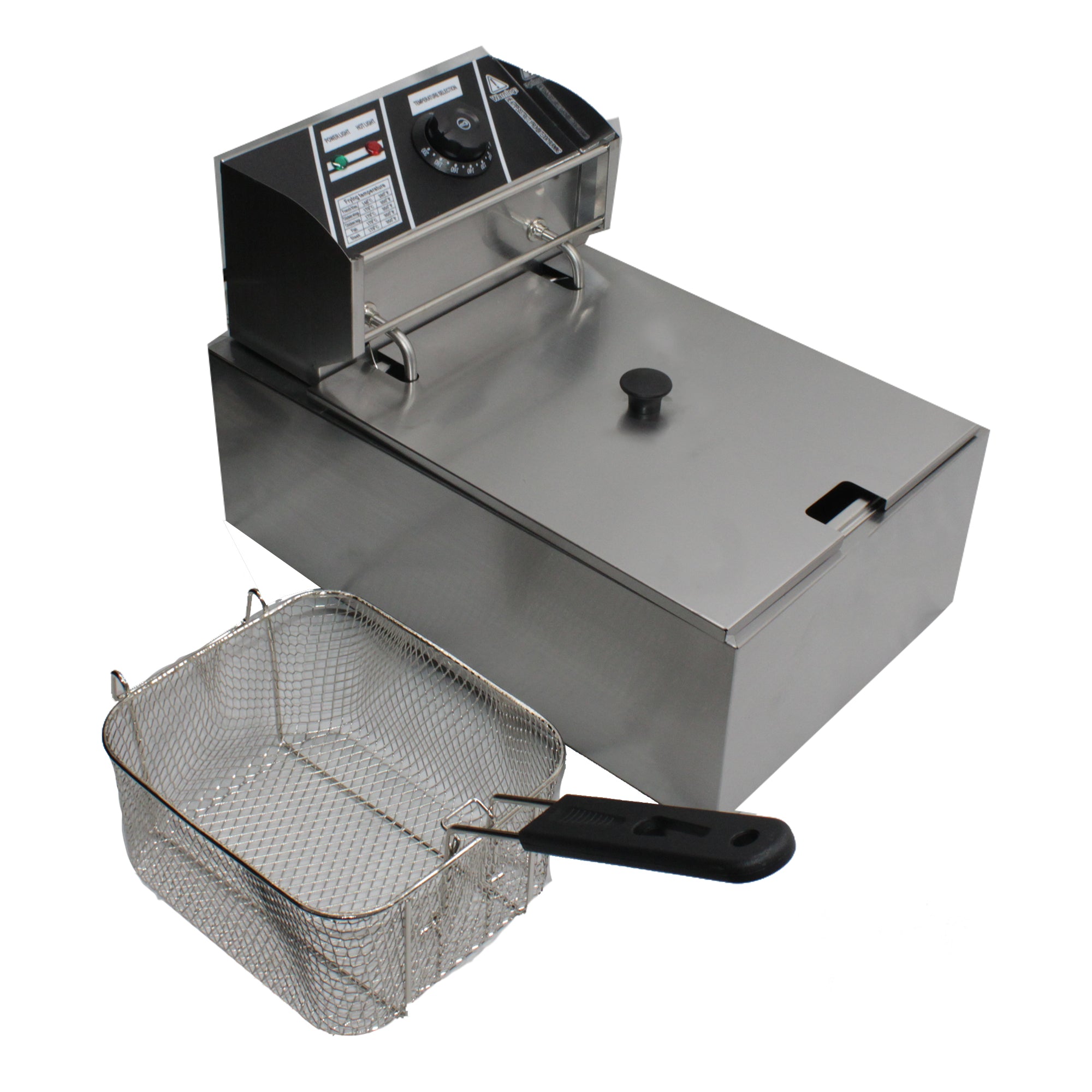 6L Double Pan Deep Fryer Silver with Hanger Rods