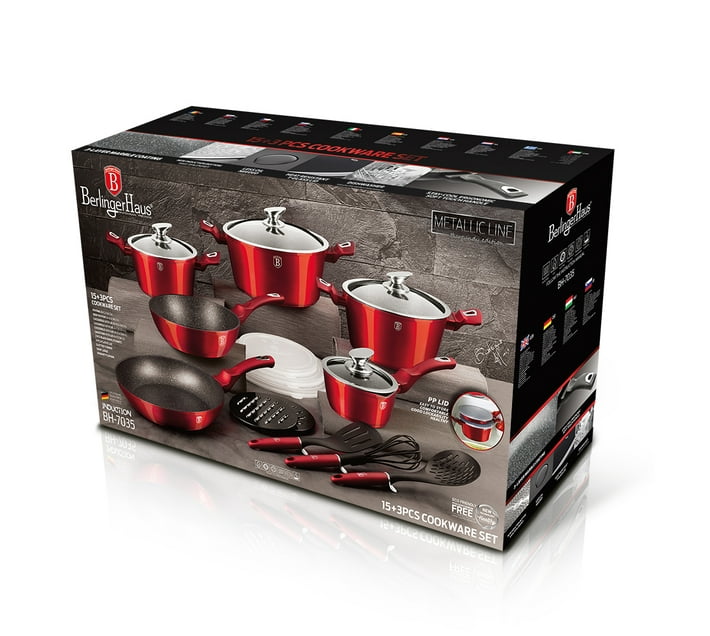 Berlinger Haus 18-Piece Marble Coating Smart Lid Cookware Set