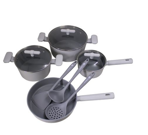 LMA 10 Piece Carved Aluminium Non-Stick Cookware Set