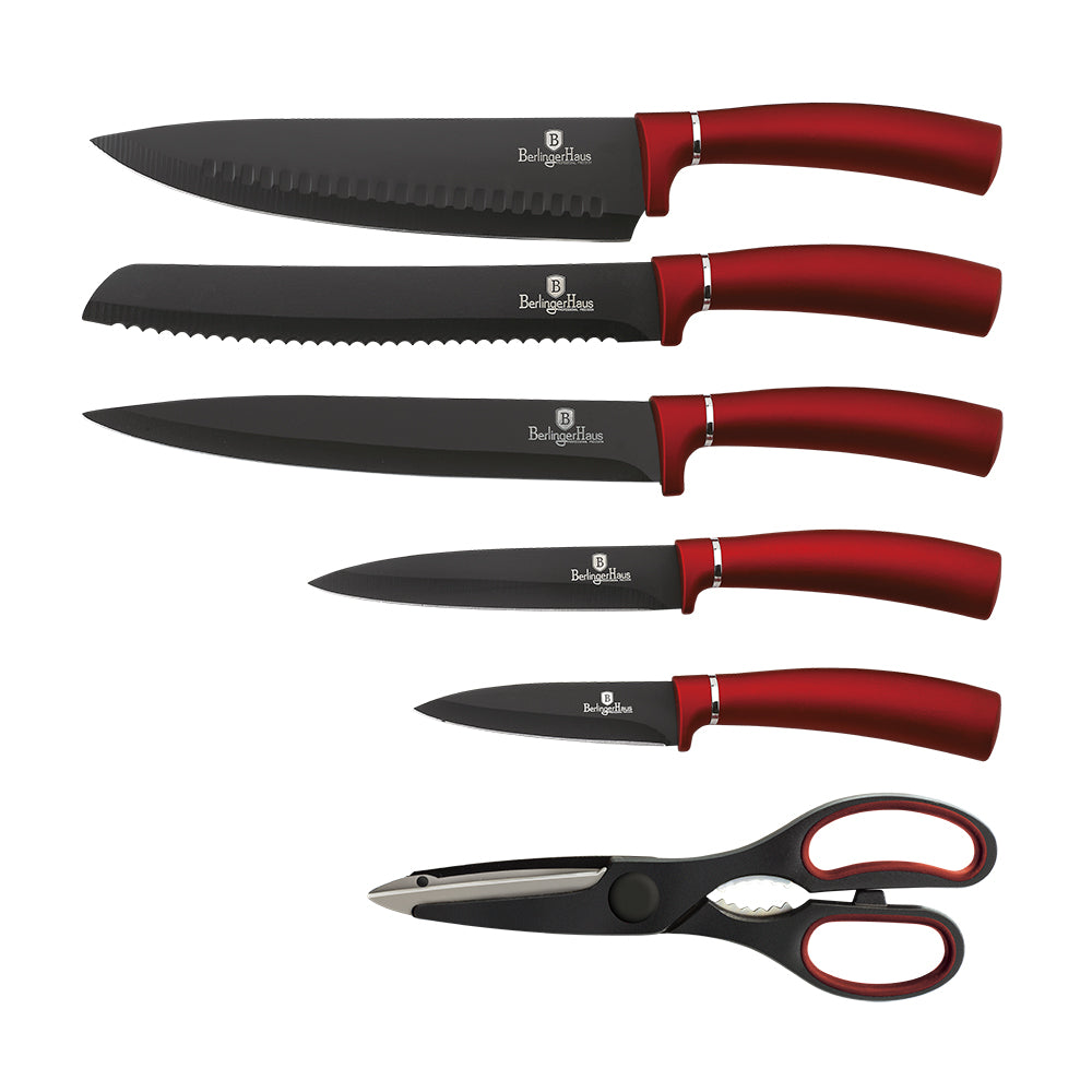 Berlinger Haus Kitchen 7 Pcs Knife Set Burgundy Collection