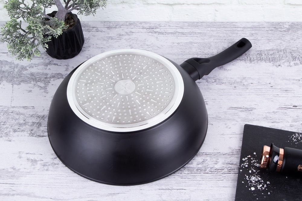 Berlinger Haus 30cm Marble Coating Deep Frying Wok - Black Rose Collection