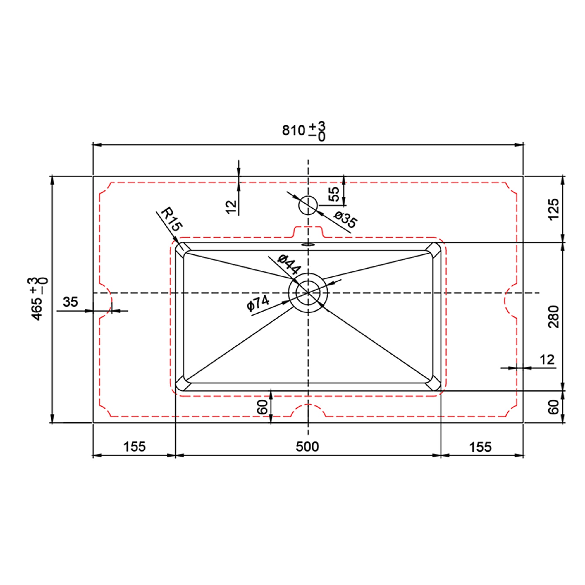 Bijiou Bathroom Cabinet Jolie - Single Drawer 600x400