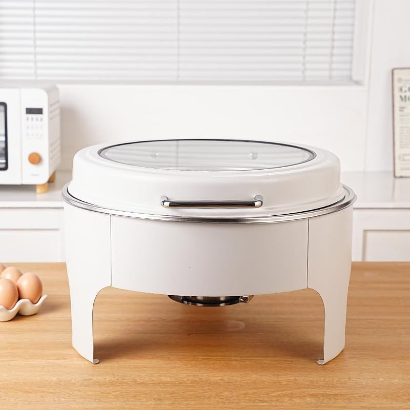 Round Soft-Close Chafing DIsh with Window - White