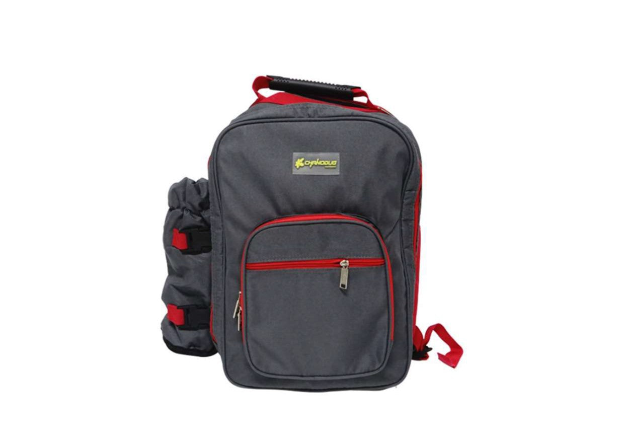 LMA 32 Piece Outdoor All-in-One Camping Picnic Backpack for 4 with Plates Cutlery Power Flask & Cups