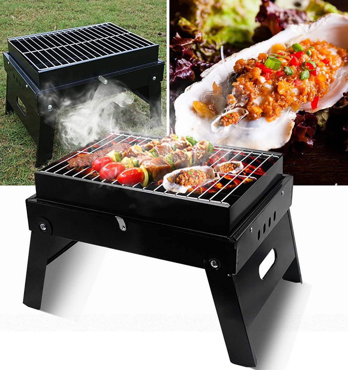38x30x27cm Portable Folding Braai Stand with Deep Charcoal Pit - FX-9203