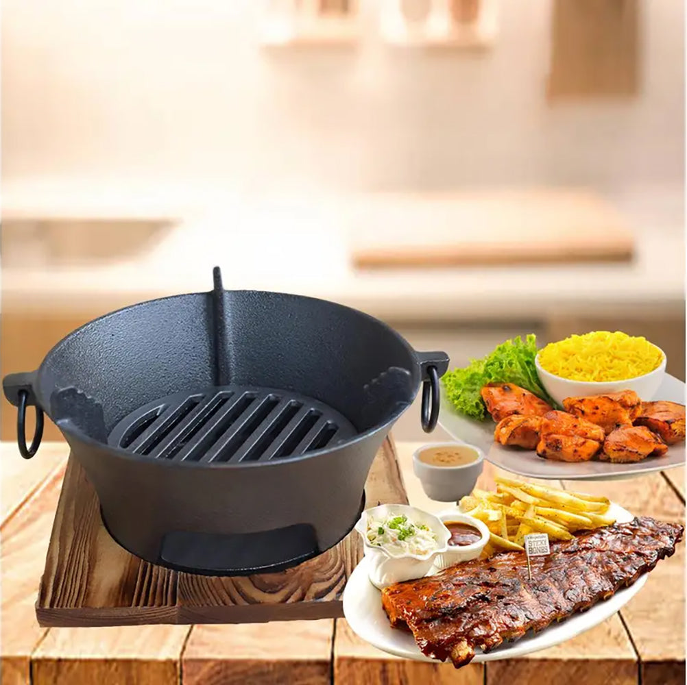 LMA 28cm Indoor & Outdoor Tabletop Charcoal Stove with Wooden Tray FX-9498