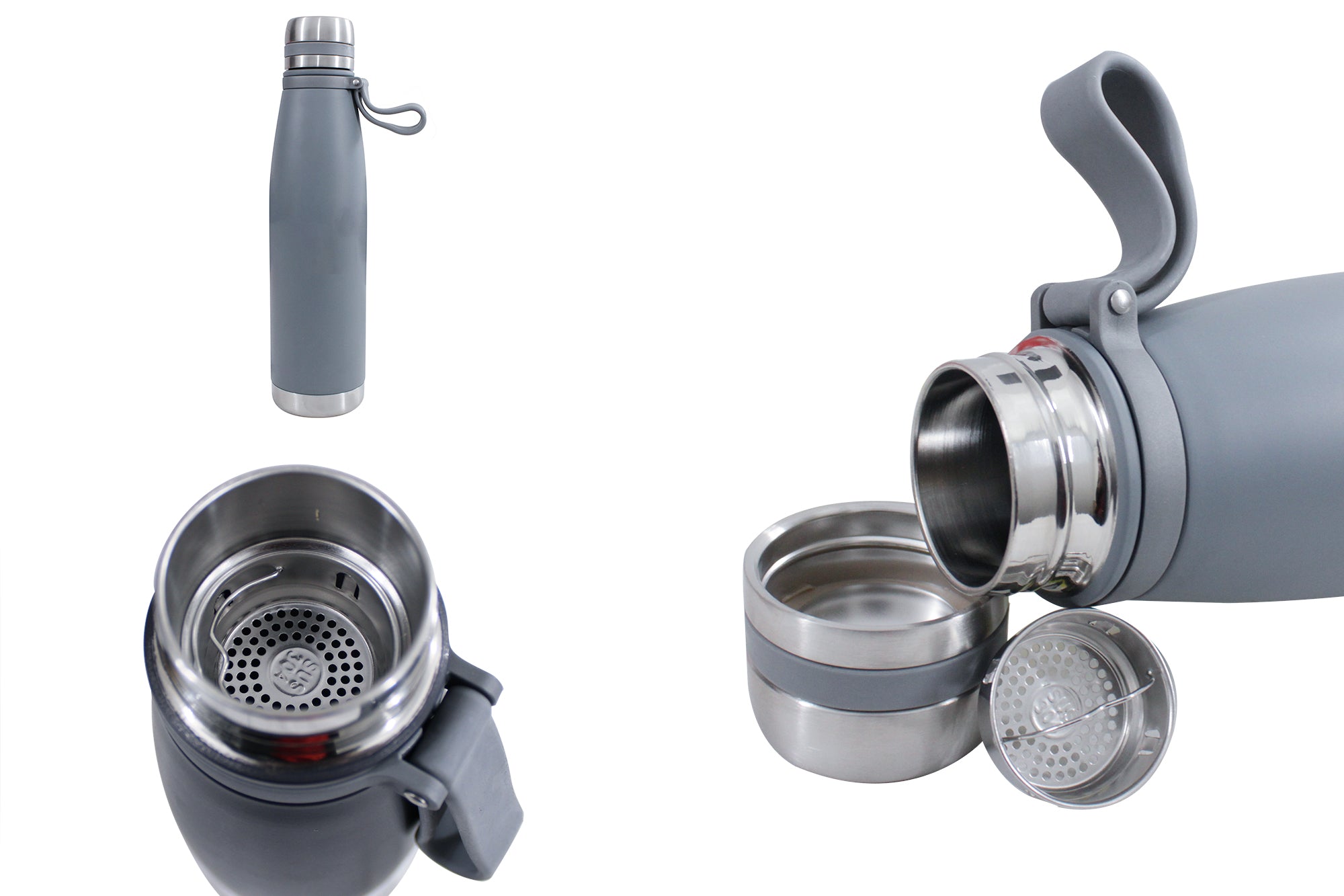 Stainless Steel Hot & Cold Vacuum Bottle with Strap & Strainer - 1 Litre