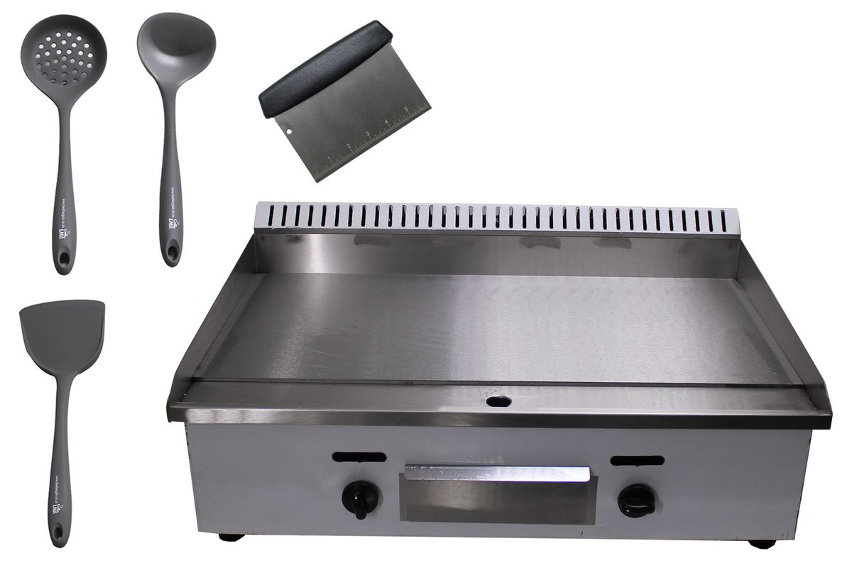 72cm Flat - Top Gas Griddle with Skimmer Spatula Basting Ladle & Scrapper
