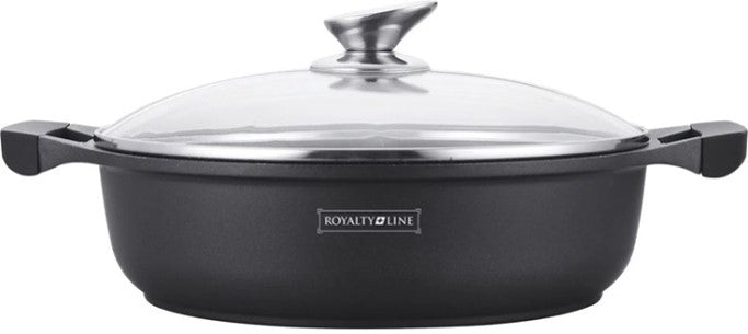 Royalty Line 26cm Ceramic Coating Shallow Pot - Black