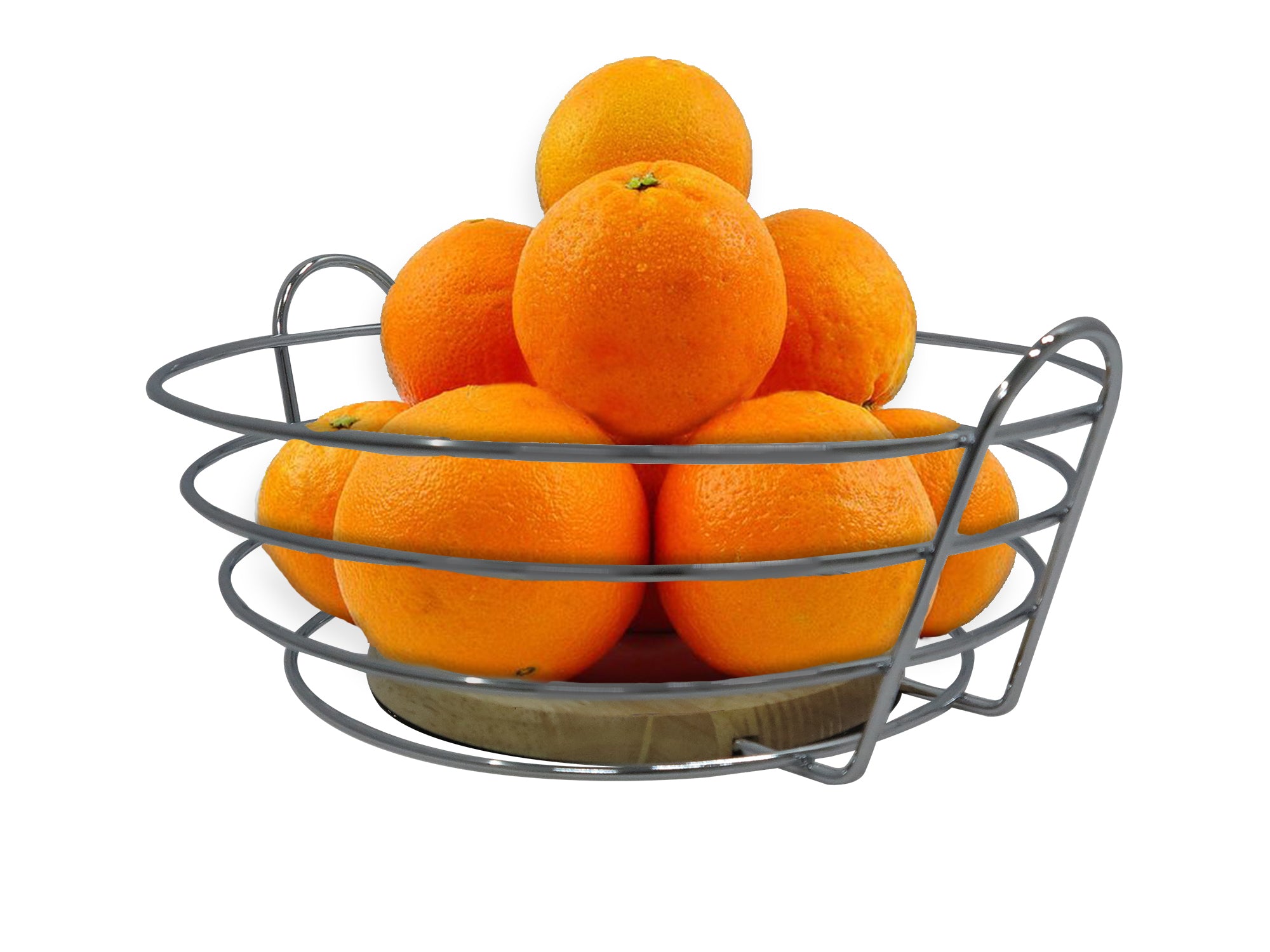 Stainless Steel Loop Handle Wireframe Decorative Fruit Bowl - 28x13cm