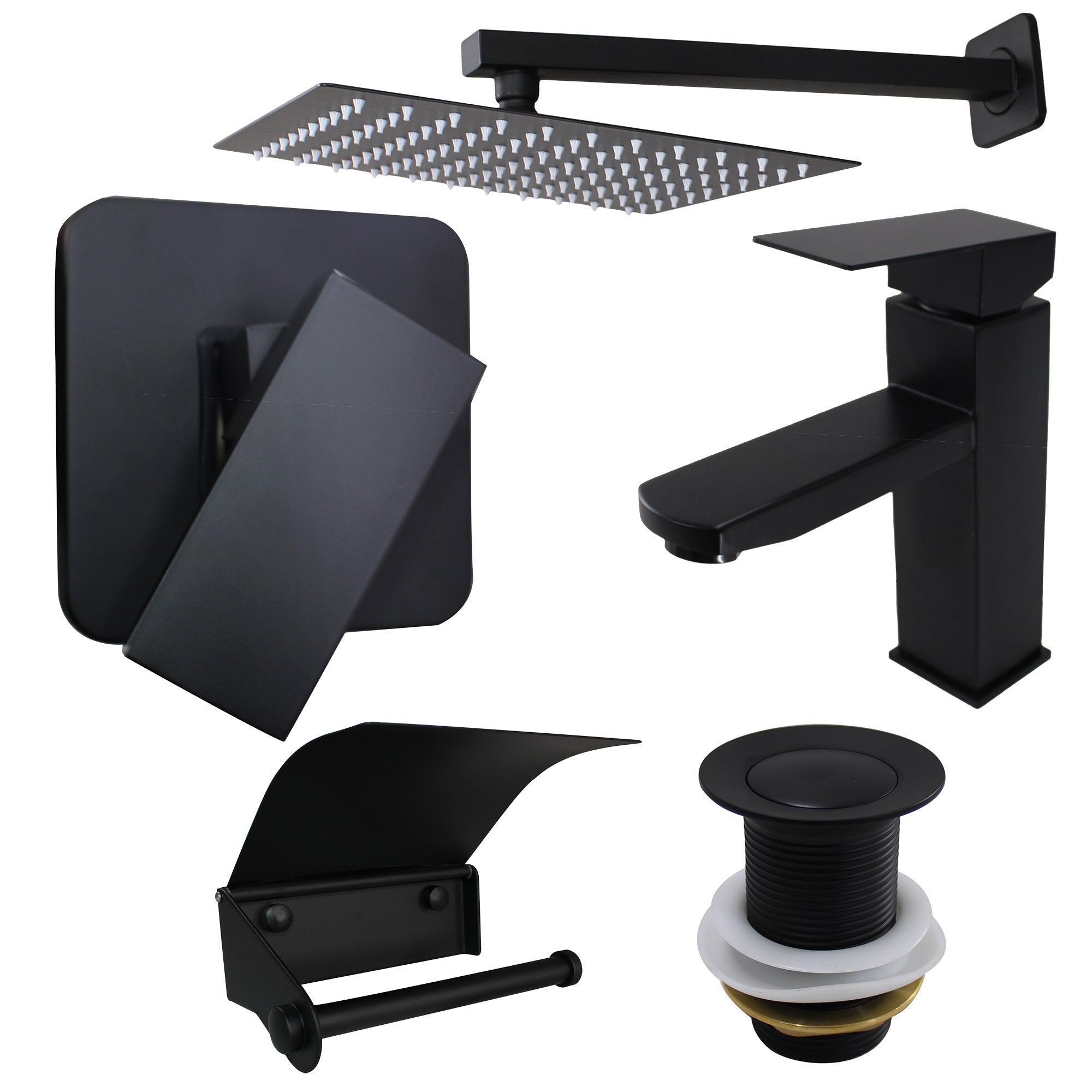 LMA Square Bathroom Accessories Set with Shower Head Arm & Mixer
