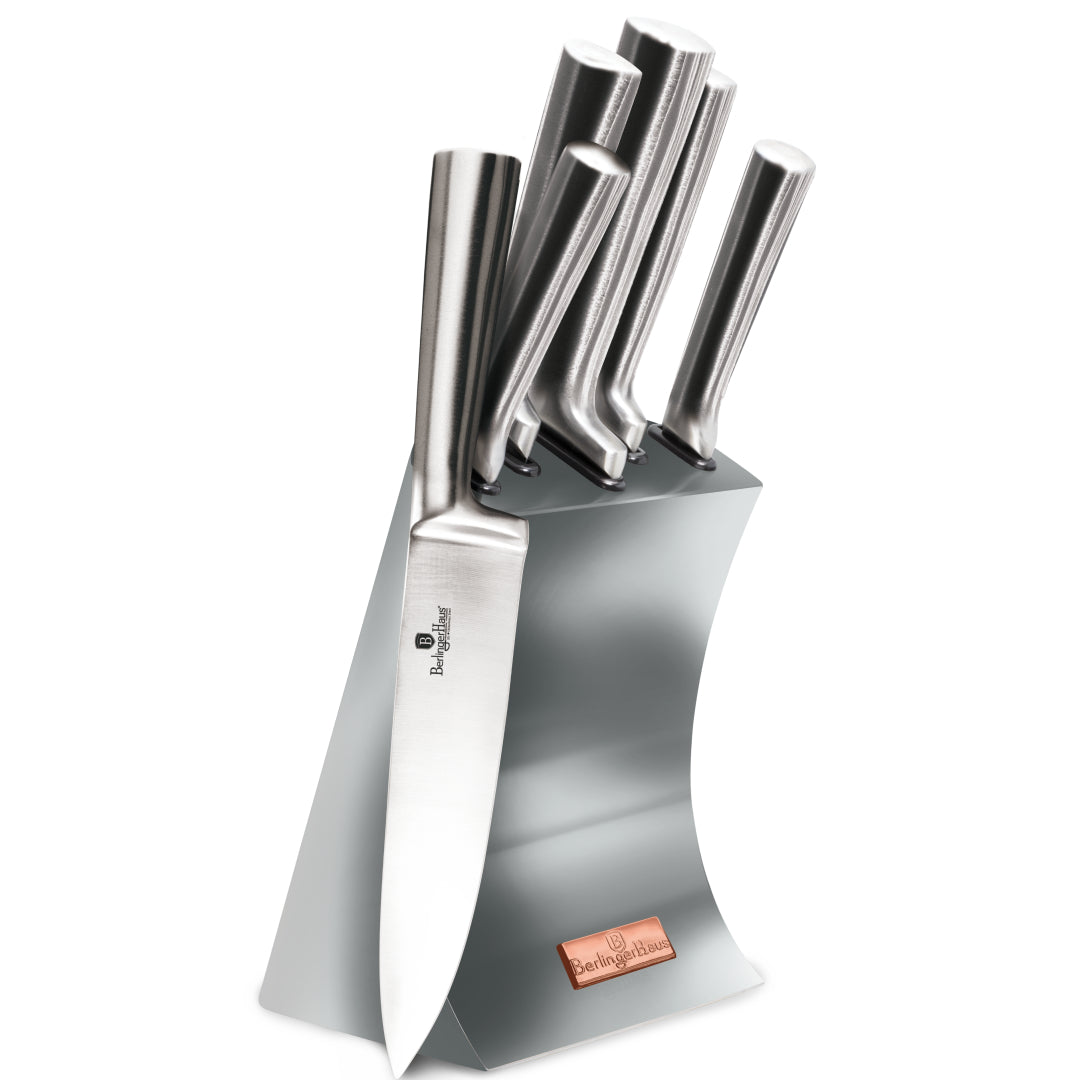Berlinger Haus 6 Pieces Stainless Steel Knife Set with Stand - Moonlight collection
