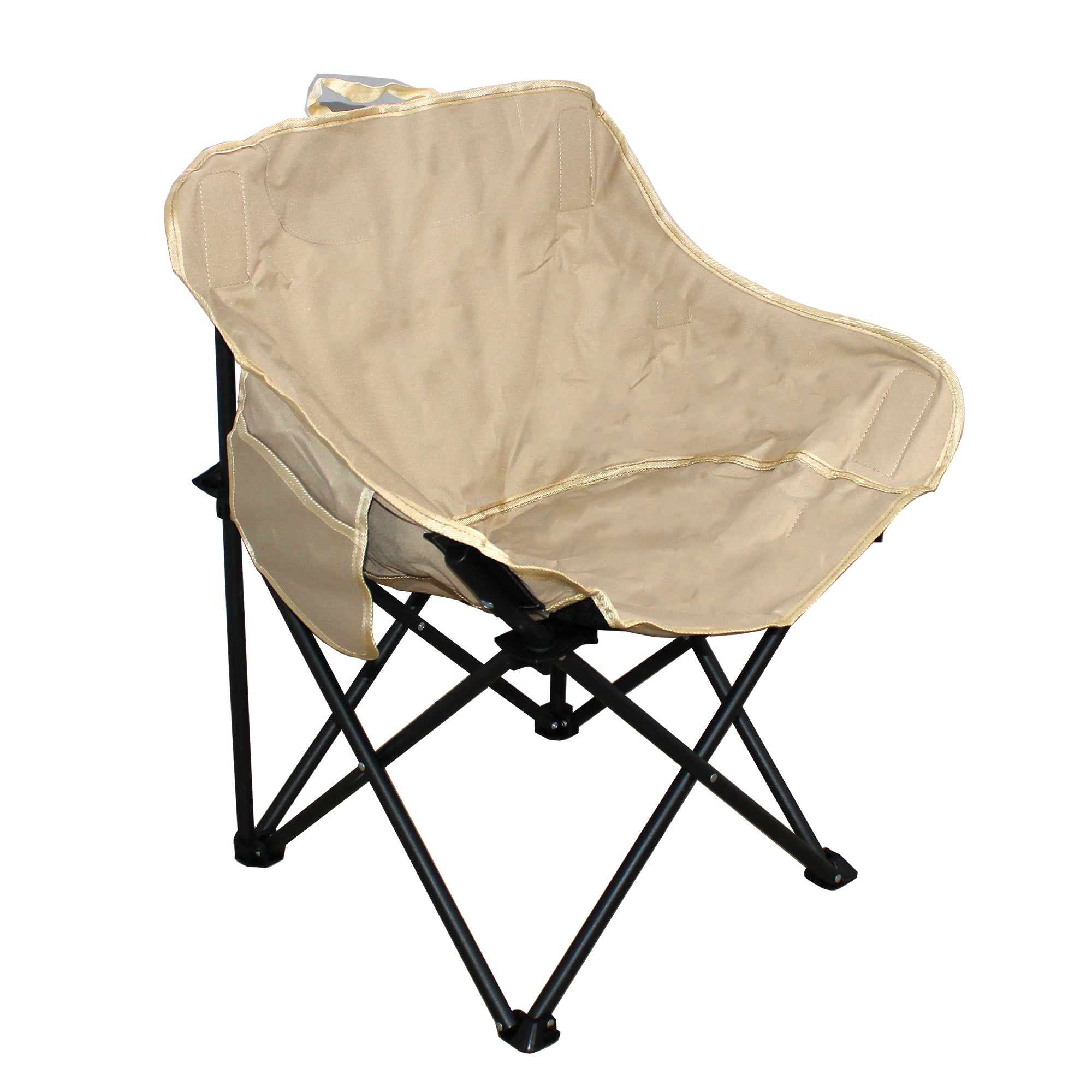 Half Moon Metal Frame Folding Camping Chair with Side & Back Pocket