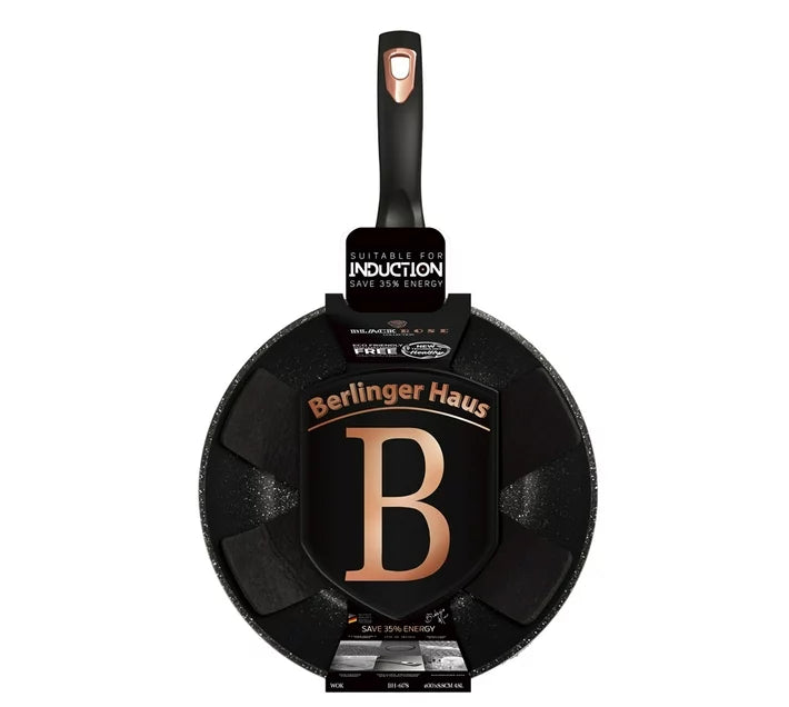 Berlinger Haus 30cm Marble Coating Deep Frying Wok - Black Rose Collection