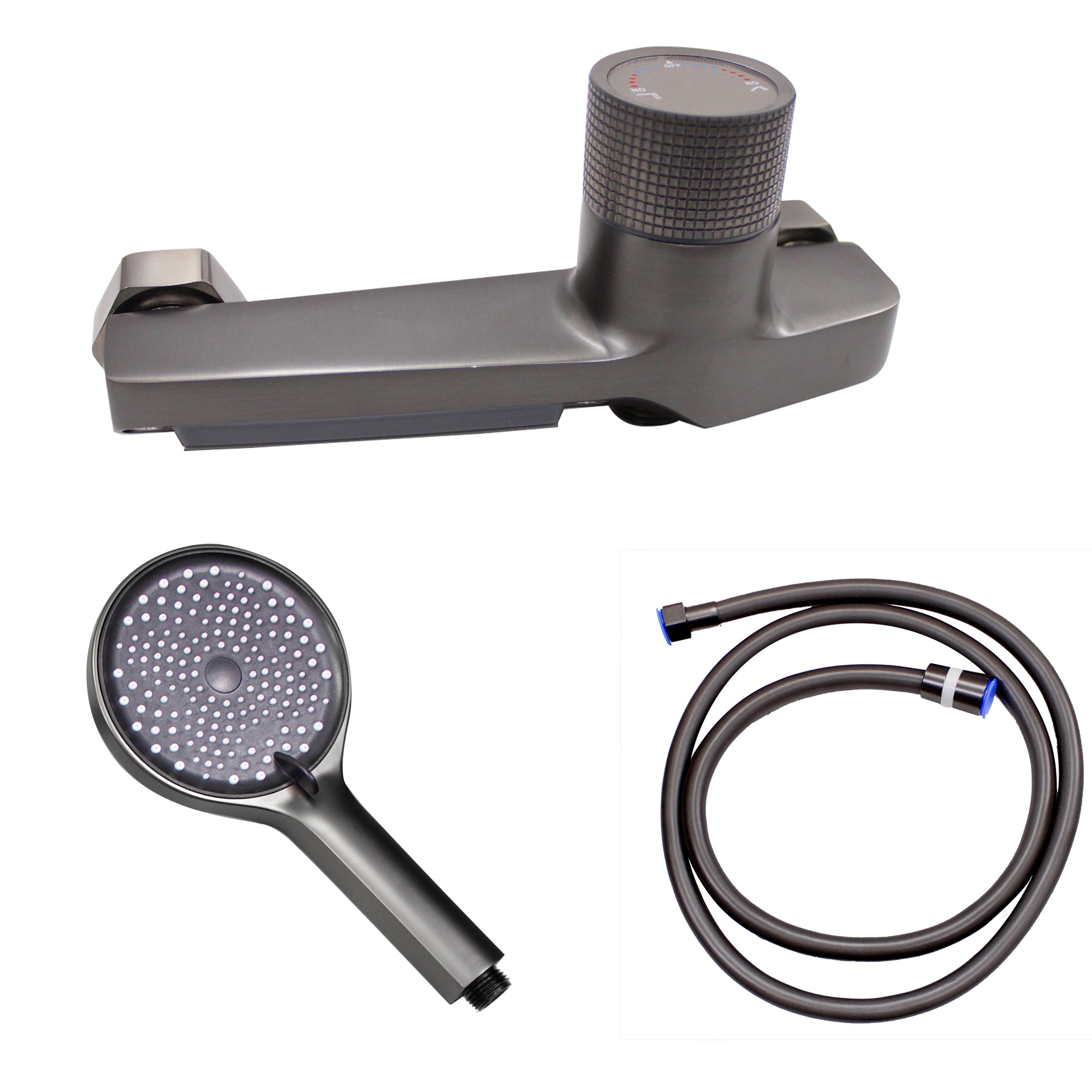 LMA Wall-Mounted Single Knob Waterfall Bathtub Faucet & Pulsing Hand Shower