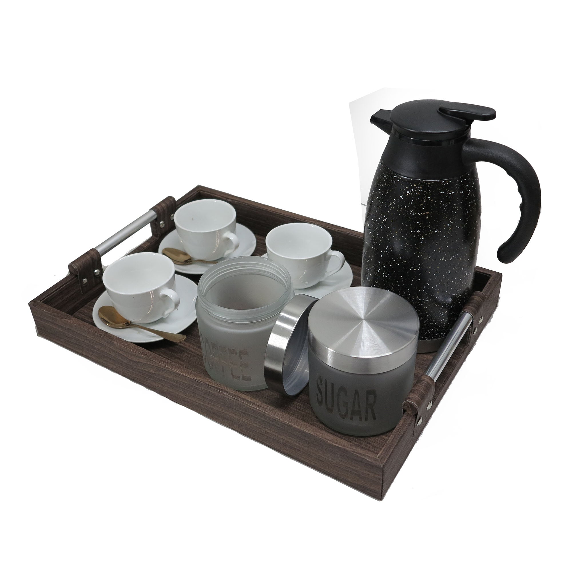 2 Piece Wooden Tray Set with Imitation Bark Leather Bind 2730 - 48cm & 41cm