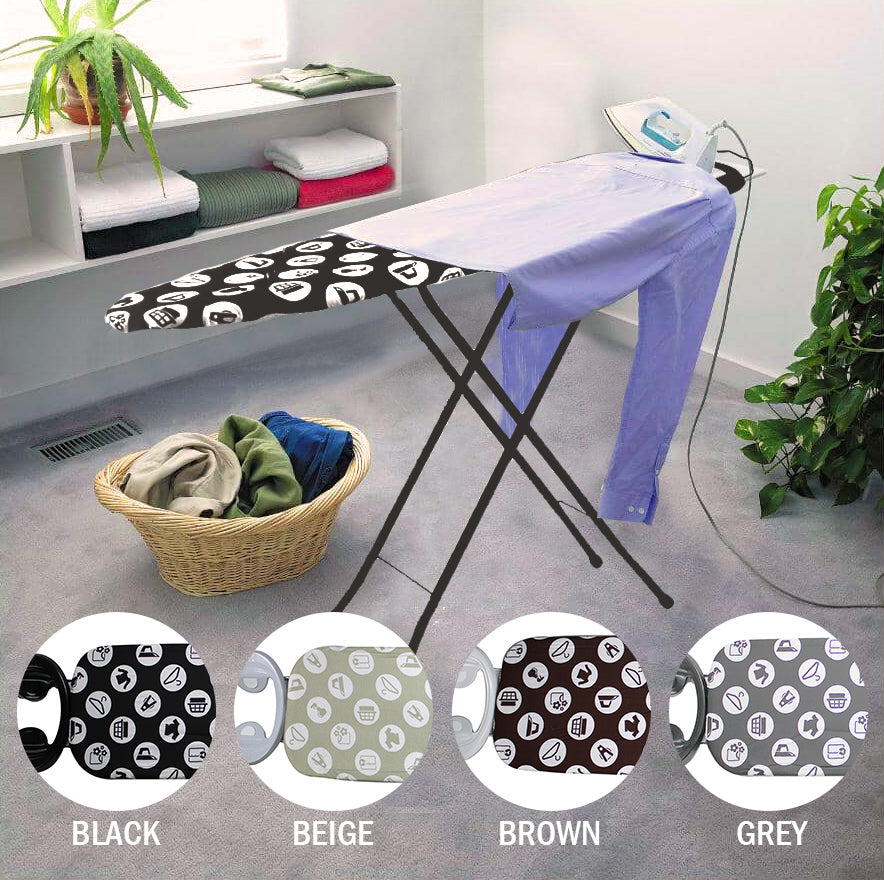 130x34cm Adjustable 4 Leg Ironing Board - with Iron Rest & Steel Mesh Top