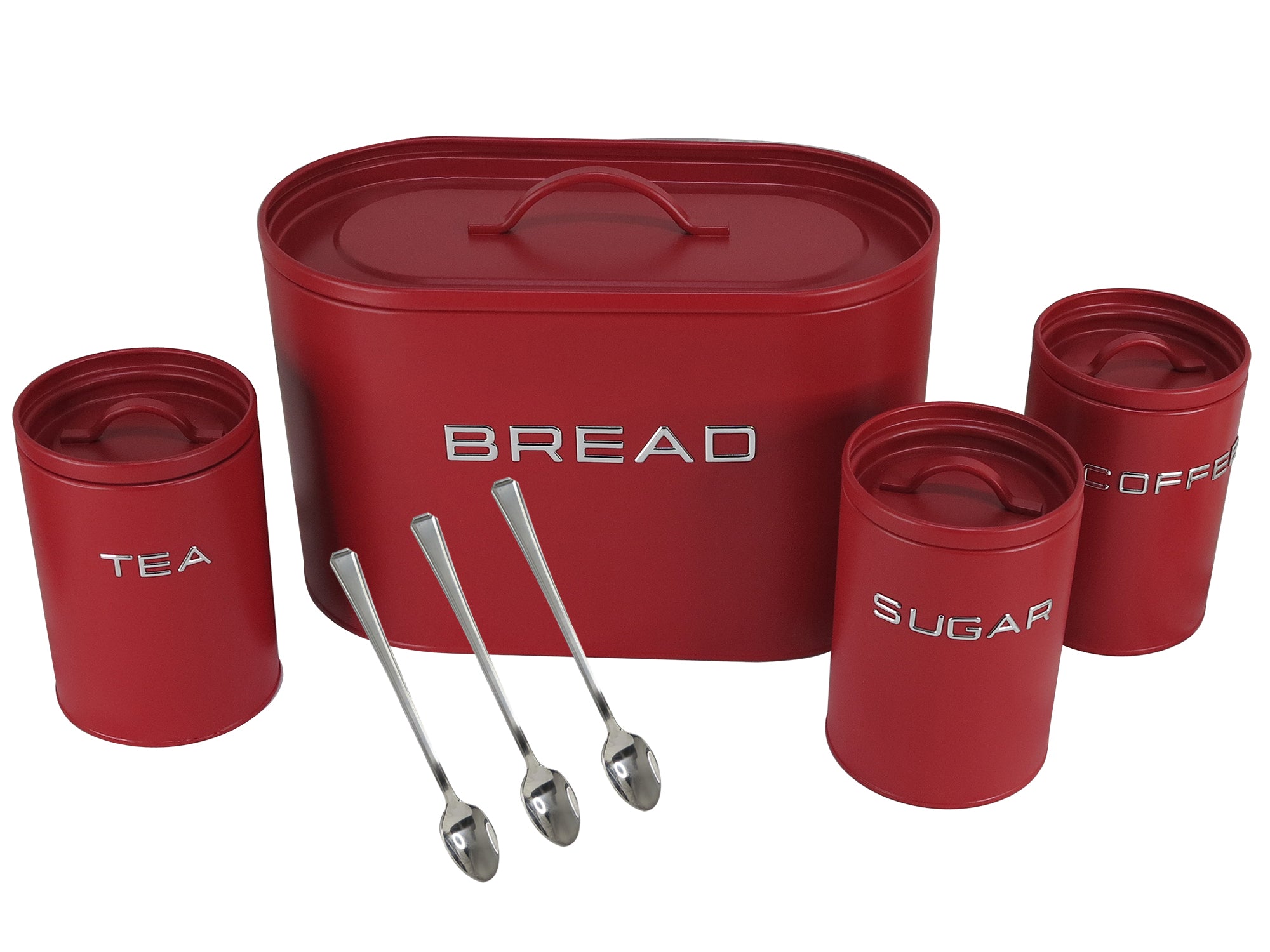 2 Loaf 3D Icon Bread Bin and Canisters with Long Stem Serving Spoons - 7 Piece