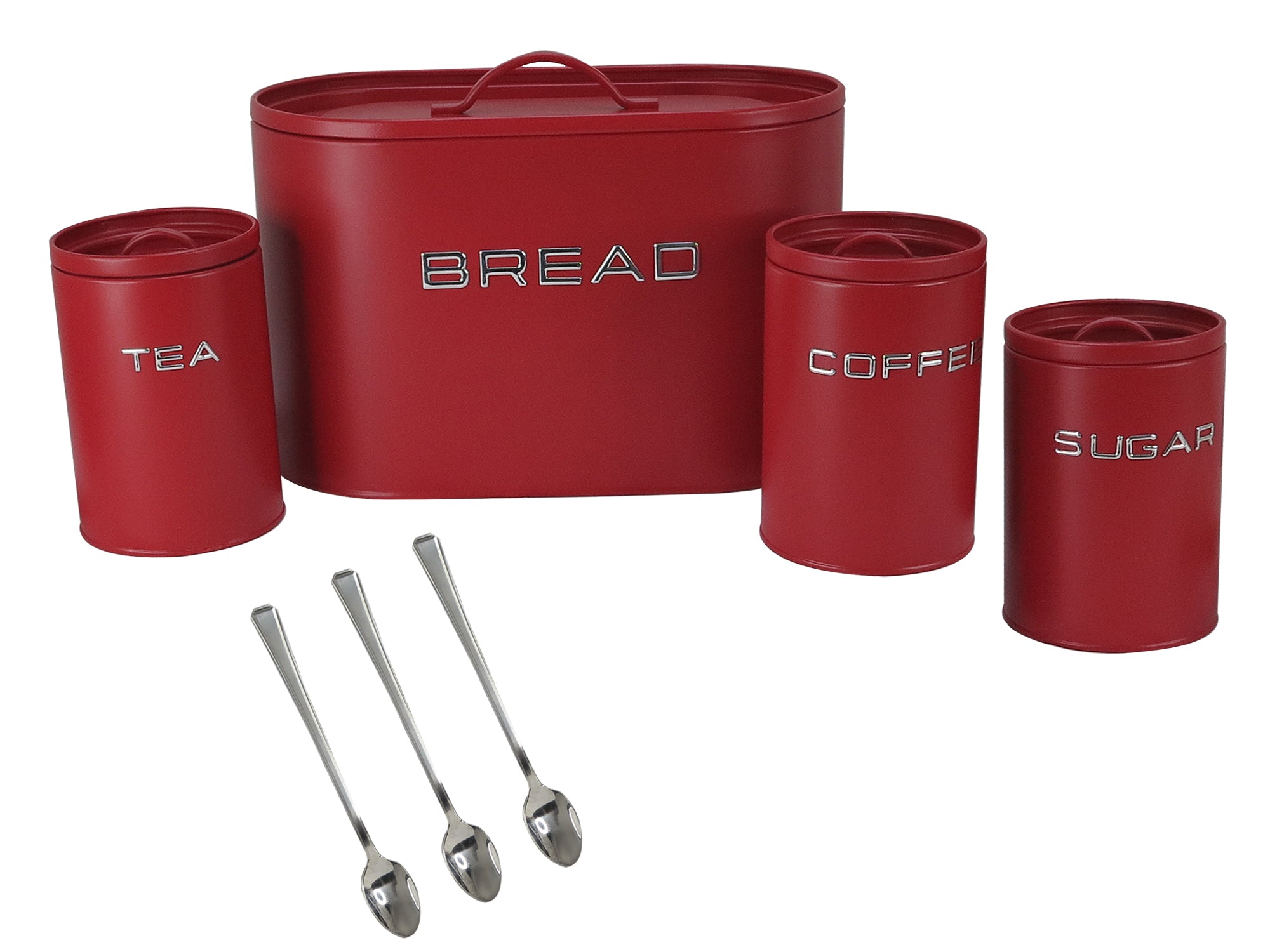 2 Loaf 3D Icon Bread Bin and Canisters with Long Stem Serving Spoons - 7 Piece