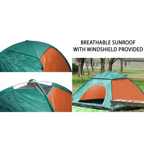 200x150cm 2 Person Waterproof Dome Pop Up Tent with Sunroof & Inner Lining