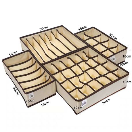 LMA 4 Piece Partitioned Collapsible Cloth Storage Organizers
