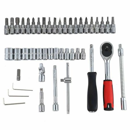 48 Pc DIY Emergency Repair Socket Combination Tools Pouch &Torch Tool Set