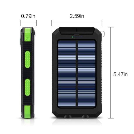 13000mAh Solar Powered Power Bank - Dual USB Output & Flashlight