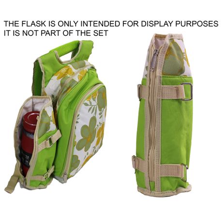 14 Piece Picnic Dining Backpack for 2 with Plates Cutlery & Cups - Flower