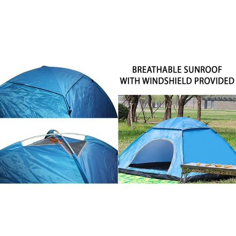 200x150cm 2 Person Waterproof Dome Pop Up Tent with Sunroof & Inner Lining