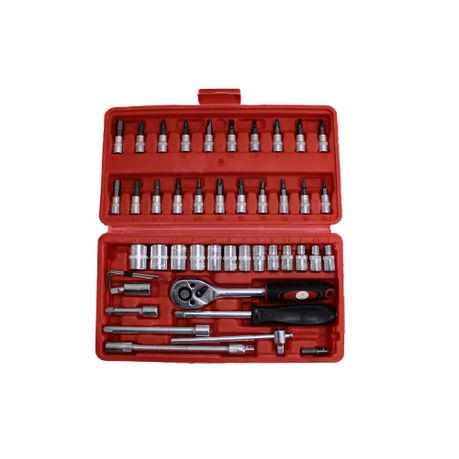48 Pc DIY Emergency Repair Socket Combination Tools Pouch &Torch Tool Set