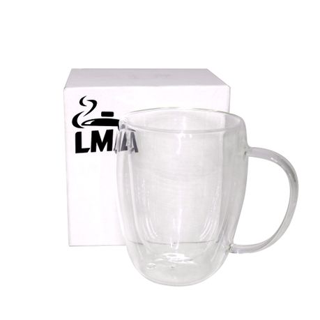 Double Wall Glass Tea Coffee & Cocktail Mug with Handle - 4 Pack