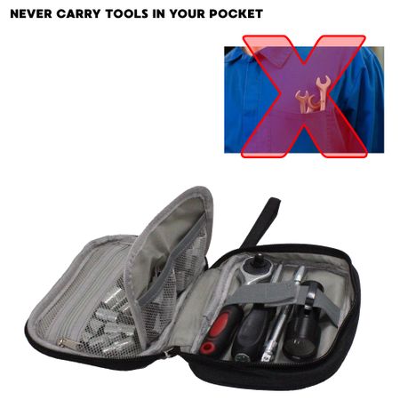 48 Pc DIY Emergency Repair Socket Combination Tools Pouch &Torch Tool Set