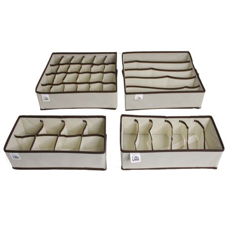 LMA 4 Piece Partitioned Collapsible Cloth Storage Organizers