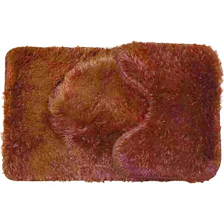 3 Piece Non-Slip Plush Three Tone Toilet Seat Cover & Bathroom Mats Set