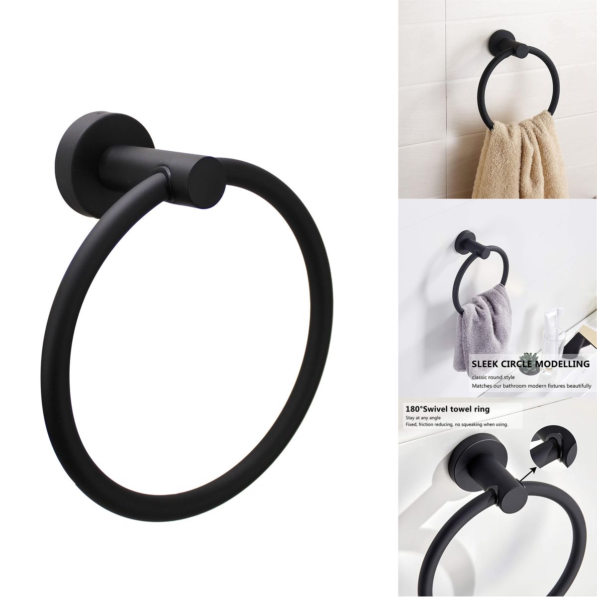 LMA 5 Piece DIY Bathroom Accessories Set - Round Ring Towel Holder