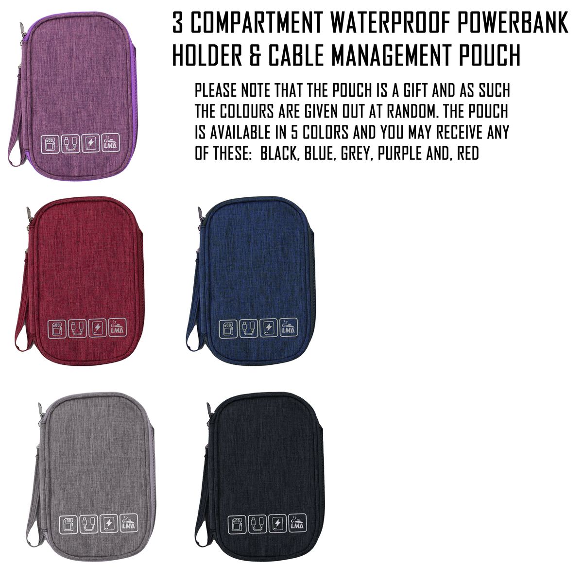 10000mAh 22.5W Slim Power Bank with Dual Built-in Cables & Carry Pouch PQ13