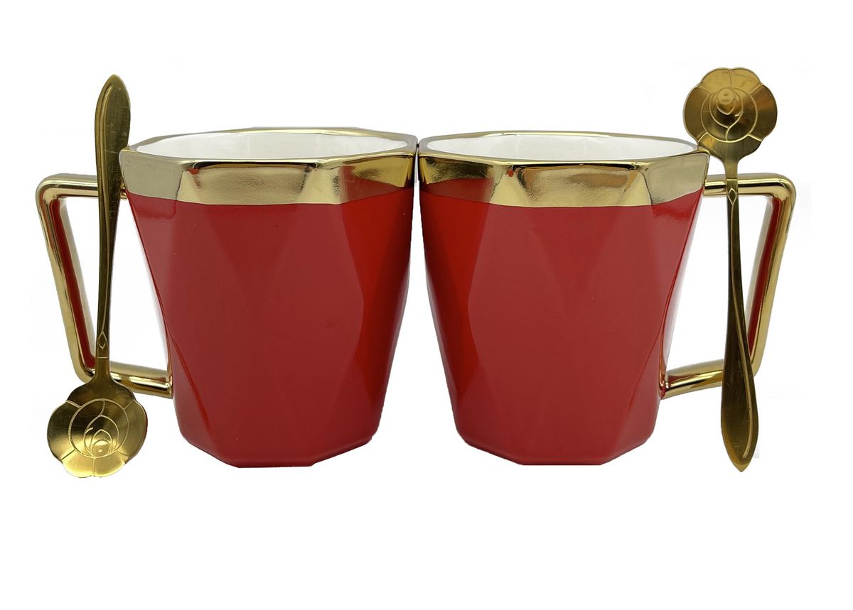 Elegant King 5-Piece Mug Set Diamond Burgundy