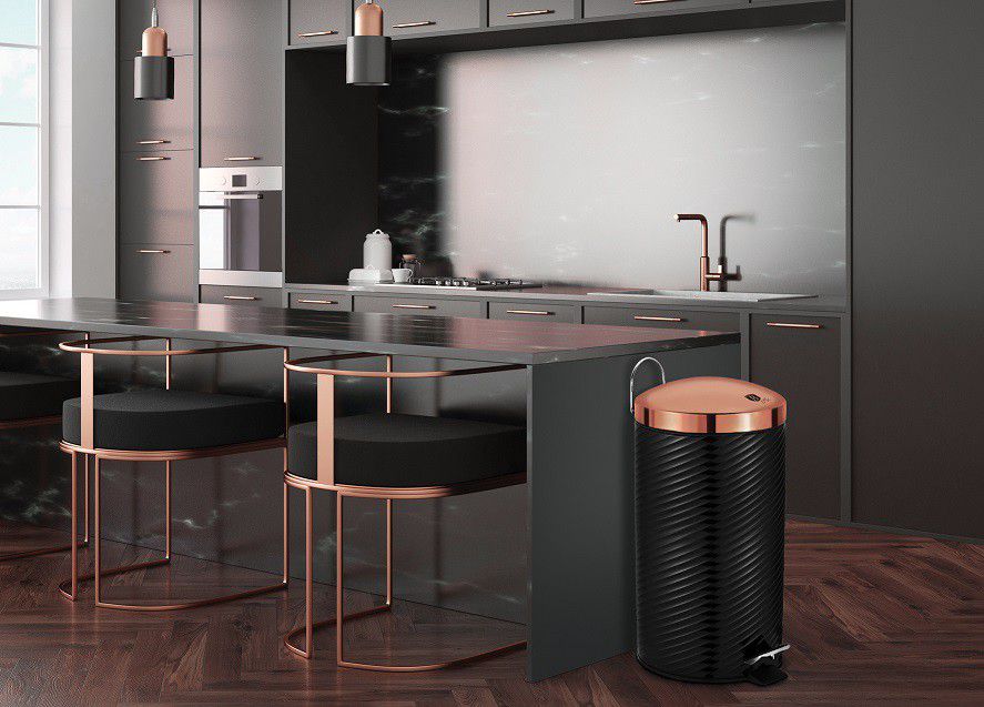 Berlinger Haus 5 Litre Stainless Steel Premium Pedal Bin - Black Rose Collection