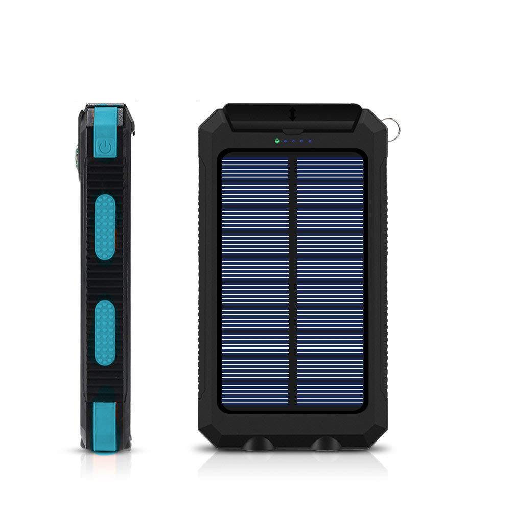 13000mAh Solar Powered Power Bank - Dual USB Output & Flashlight