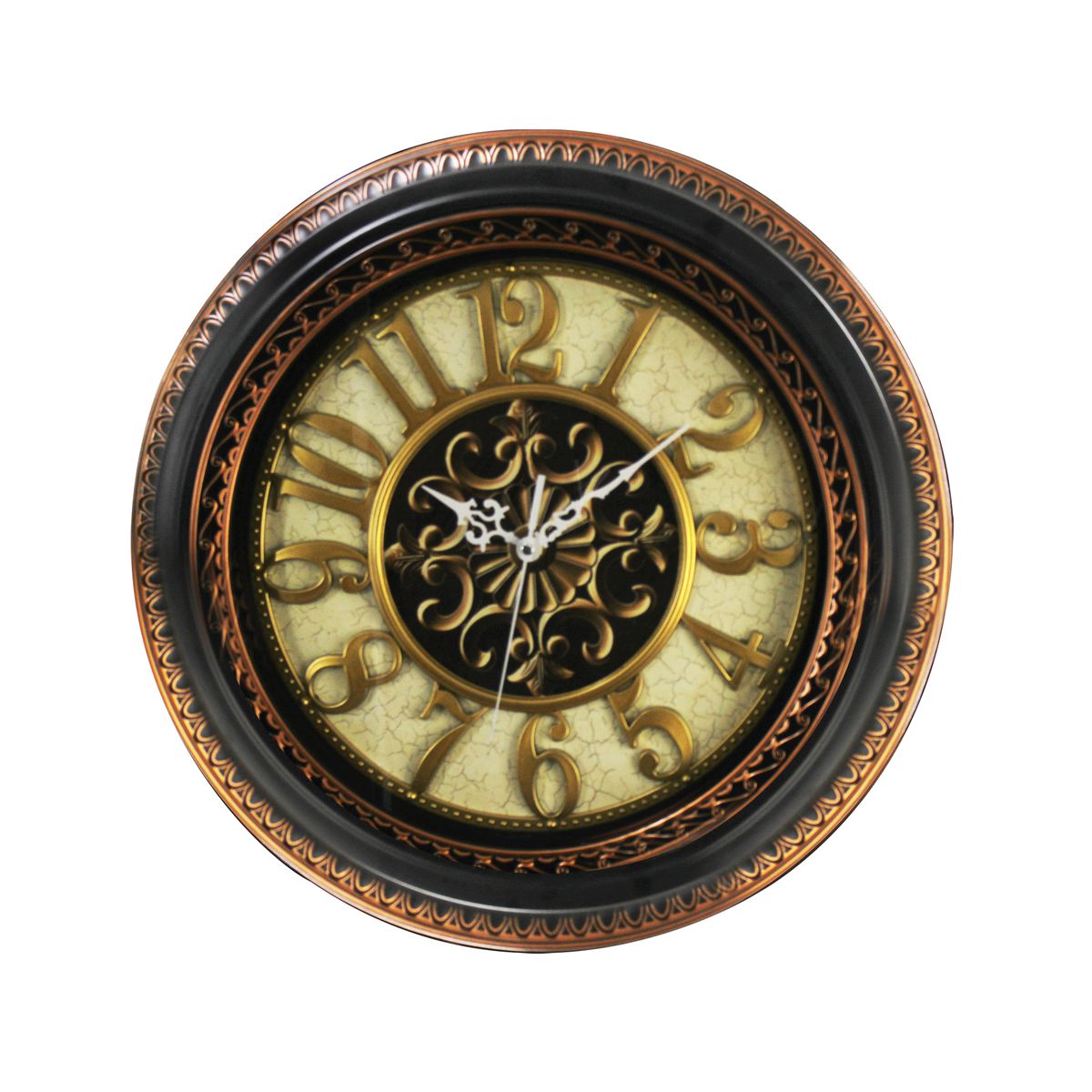 Ornate Border Round Wall Clock with Anrique Motif - 006