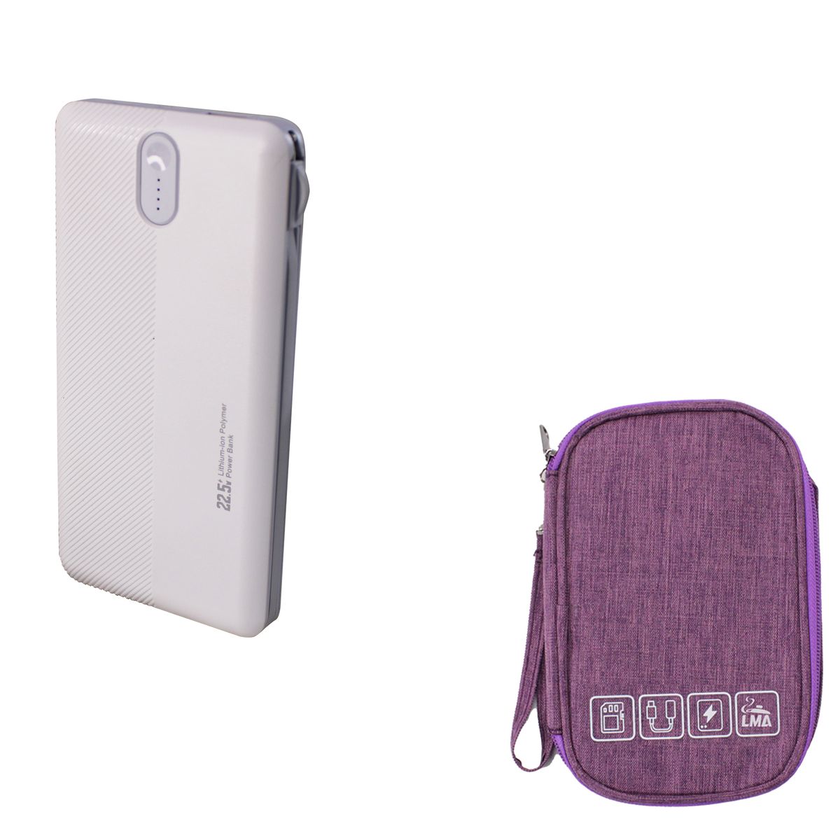 10000mAh 22.5W Slim Power Bank with Dual Built-in Cables & Carry Pouch PQ13