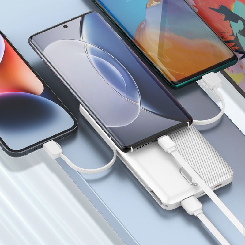 10000mAh 22.5W Slim Power Bank with Dual Built-in Cables & Carry Pouch PQ13