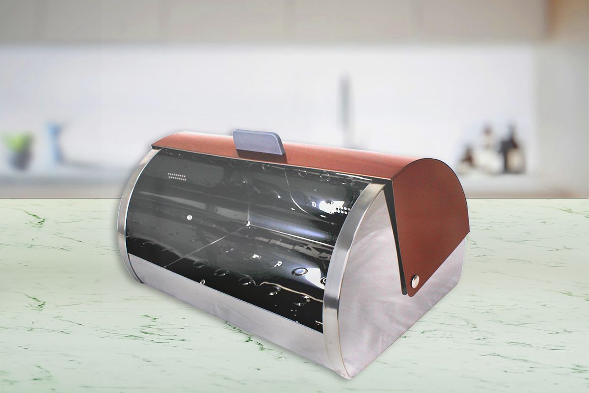 Metallic Copper Bread Bin with Polished Mirror Finish Body - Double Loaf