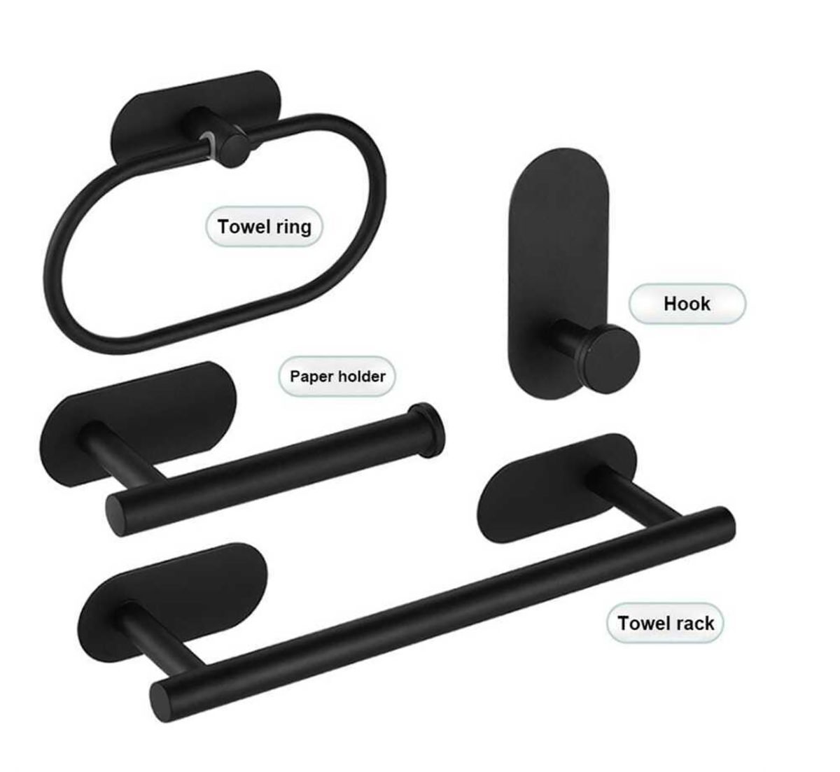 LMA 4 Piece DIY No-Drill Bathroom Accessories Set - Oval